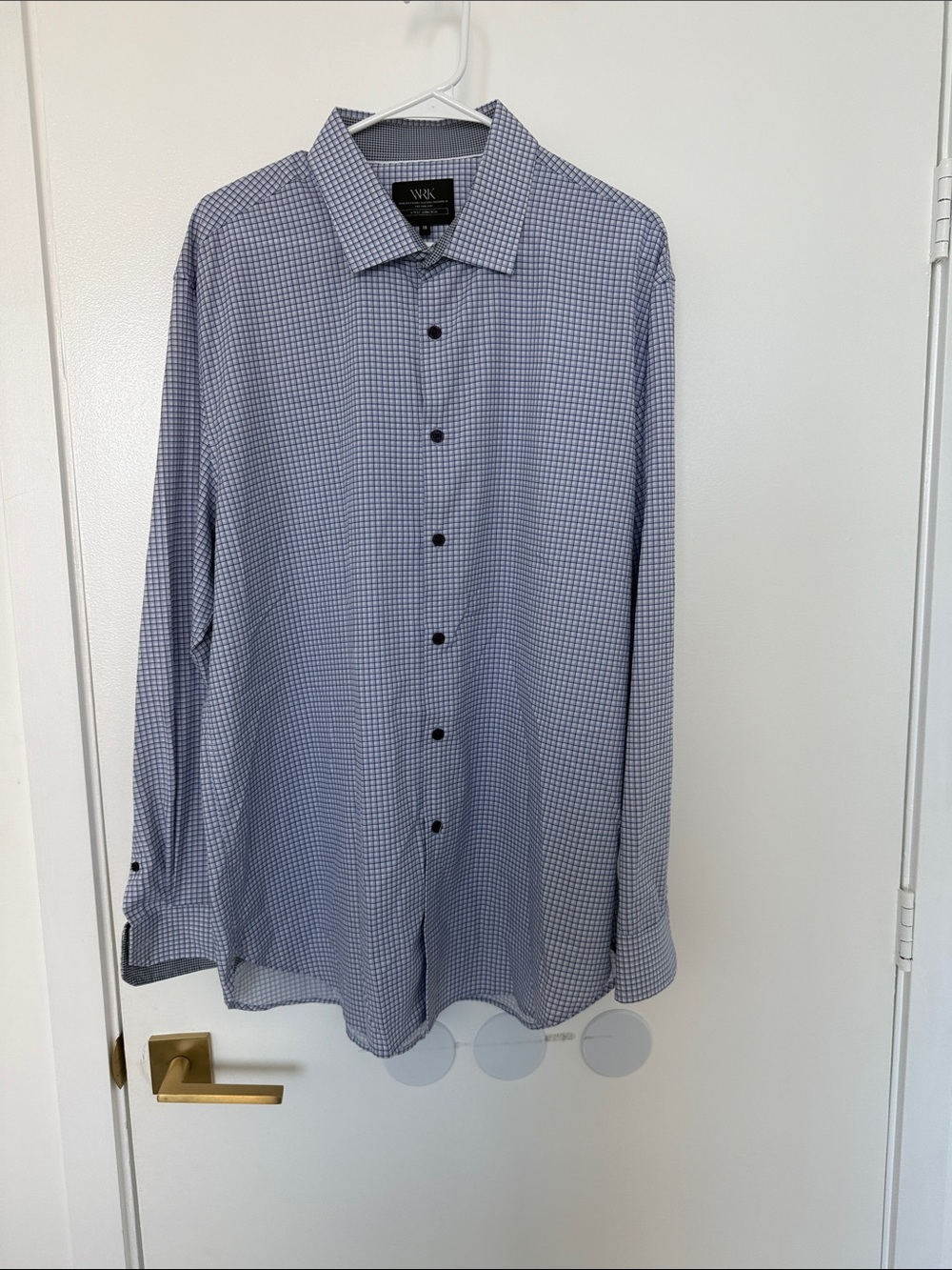 WRK Men's Light Blue Micro-Check Dress Shirt size 18